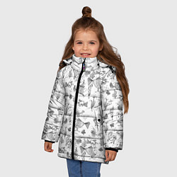 Куртка зимняя для девочки Рисованные сказочные рыбки, цвет: 3D-черный — фото 2