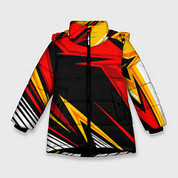 Куртка зимняя для девочки КРАСНО-ЖЕЛТЫЙ СПОРТ SPORT, цвет: 3D-черный