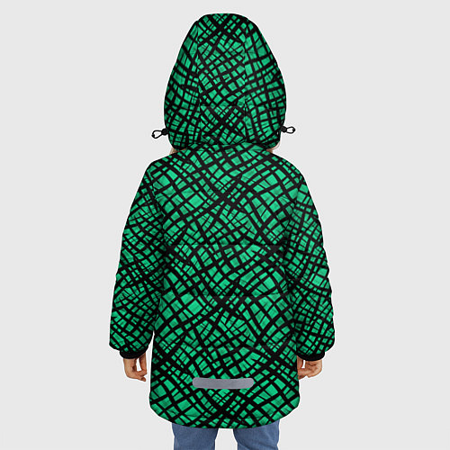 Зимняя куртка для девочки Абстрактный зелено-черный узор / 3D-Черный – фото 4