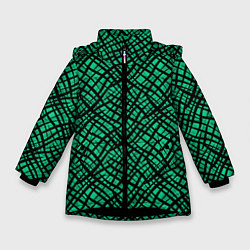 Зимняя куртка для девочки Абстрактный зелено-черный узор