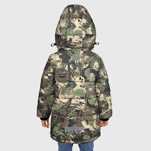 Зимняя куртка для девочки Камуфляж с костями / 3D-Черный – фото 4