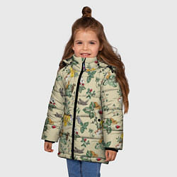 Куртка зимняя для девочки Зайчики с Цветочками, цвет: 3D-черный — фото 2