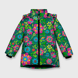 Зимняя куртка для девочки Поле разноцветных цветков