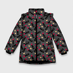 Куртка зимняя для девочки Красная Губная помада, цвет: 3D-черный
