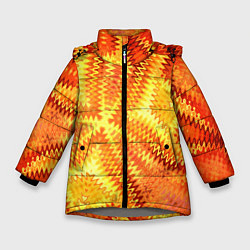 Куртка зимняя для девочки Желто-оранжевая абстракция, цвет: 3D-светло-серый