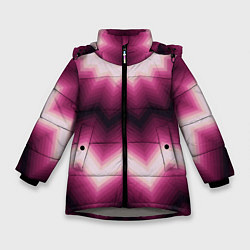 Куртка зимняя для девочки Черно-пурпурный калейдоскоп, цвет: 3D-светло-серый