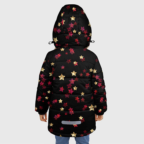 Зимняя куртка для девочки Блестящие звезды на черном / 3D-Черный – фото 4