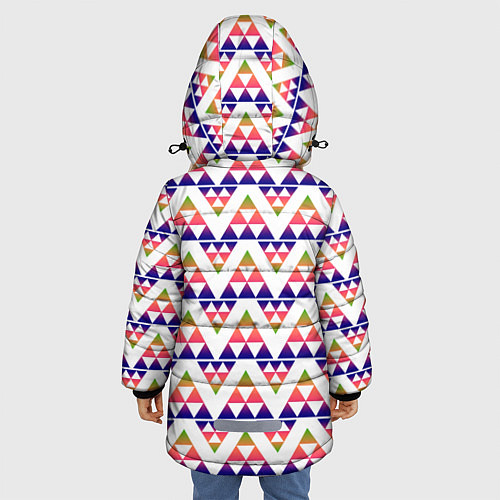 Зимняя куртка для девочки Геометрический узор в виде треугольников / 3D-Светло-серый – фото 4