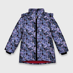 Куртка зимняя для девочки Сине-фиолетовый цветочный узор, цвет: 3D-красный