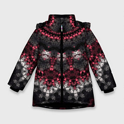 Зимняя куртка для девочки Красно-черный мозаичный узор