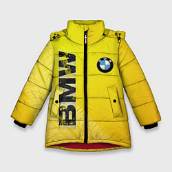 Куртка зимняя для девочки BMW СЛЕДЫ ШИН БМВ, цвет: 3D-красный