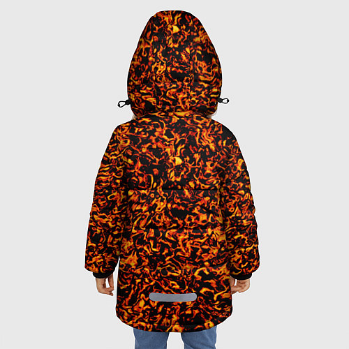 Зимняя куртка для девочки Лавовые разводы / 3D-Черный – фото 4