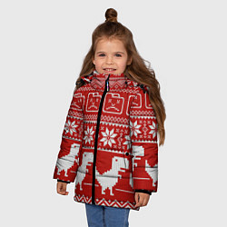Куртка зимняя для девочки Новогодний гугл, цвет: 3D-красный — фото 2