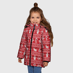 Куртка зимняя для девочки Новогодний атрибуты, цвет: 3D-красный — фото 2