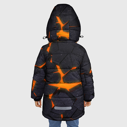 Зимняя куртка для девочки ТРЕЩИНЫ ЗЕМЛИ 3D CRACKS НЕОН / 3D-Черный – фото 4