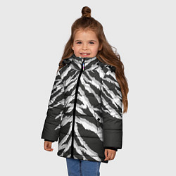 Куртка зимняя для девочки Белая шкура тигра, цвет: 3D-черный — фото 2