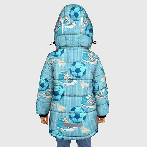 Зимняя куртка для девочки Юный футболист / 3D-Черный – фото 4