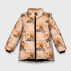 Куртка зимняя для девочки Хлебобулочные изделия, цвет: 3D-черный