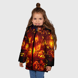 Куртка зимняя для девочки Тыквы на Хэллоуин, цвет: 3D-черный — фото 2