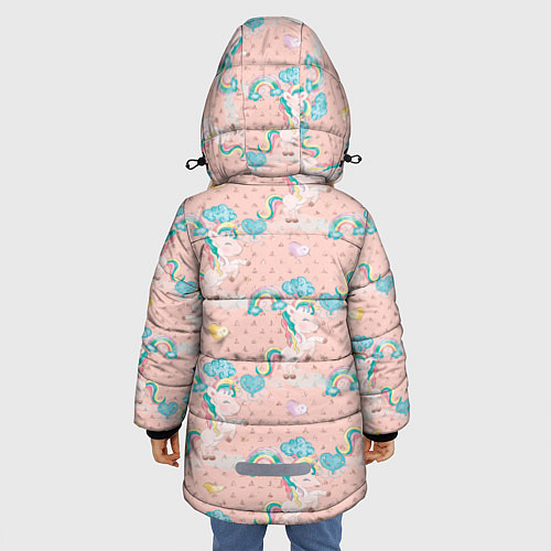 Зимняя куртка для девочки Единороги из паттерна / 3D-Черный – фото 4