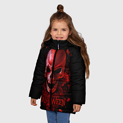 Куртка зимняя для девочки Красный череп в кровавых розах, цвет: 3D-черный — фото 2