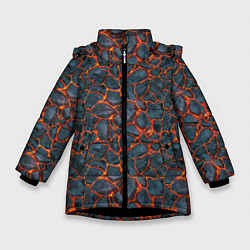 Куртка зимняя для девочки Неоновая лава, цвет: 3D-черный