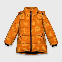 Куртка зимняя для девочки ТЕПЛЫЙ ХЕЛЛОУИН, цвет: 3D-черный