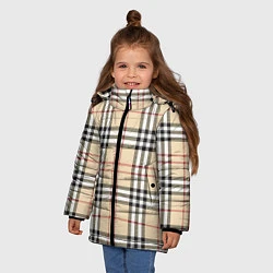 Куртка зимняя для девочки Клетчатый принт в стиле Burberry, цвет: 3D-черный — фото 2