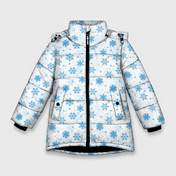 Куртка зимняя для девочки Снежинки снежные узоры, цвет: 3D-черный