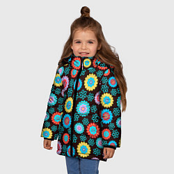 Куртка зимняя для девочки Flоwers, цвет: 3D-черный — фото 2