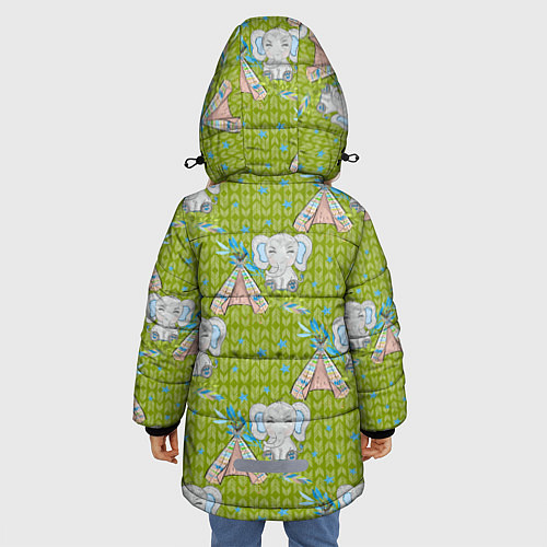 Зимняя куртка для девочки Слоник и вигвам / 3D-Черный – фото 4
