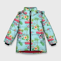 Куртка зимняя для девочки Путешествие хиппи, цвет: 3D-красный