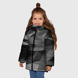 Куртка зимняя для девочки Чб абстракция, цвет: 3D-светло-серый — фото 2