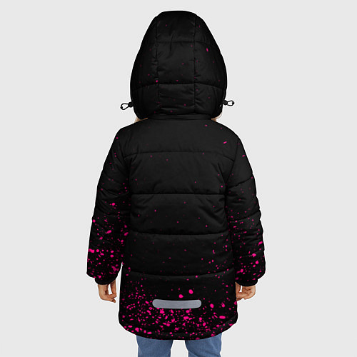 Зимняя куртка для девочки ИГРА В КАЛЬМАРА НЕОН, СТРАЖ КВАДРАТ 029 / 3D-Черный – фото 4