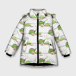 Куртка зимняя для девочки Зеленый чай, цвет: 3D-черный