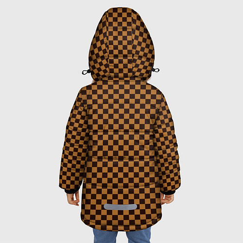 Зимняя куртка для девочки Клетки, как в метрополитене - вагонетки / 3D-Черный – фото 4