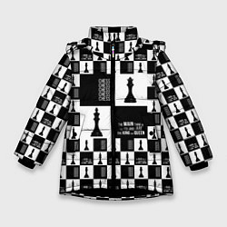 Куртка зимняя для девочки Шахматы Король и королева 2022, цвет: 3D-черный