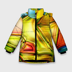 Куртка зимняя для девочки Абстрактная абстракция, цвет: 3D-черный