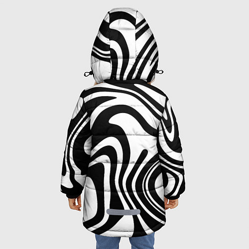 Зимняя куртка для девочки Черно-белые полосы Black and white stripes / 3D-Черный – фото 4