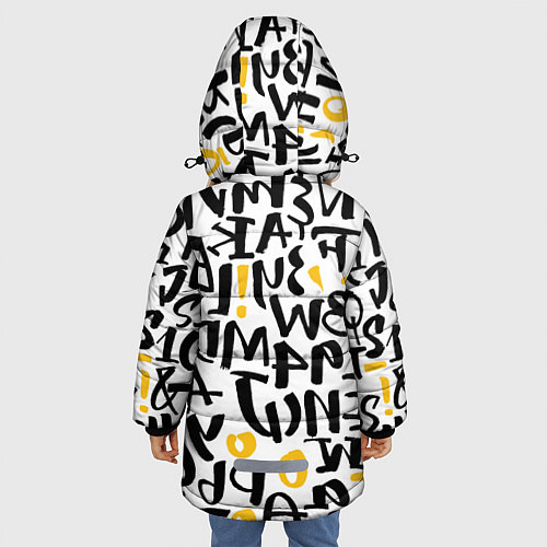 Зимняя куртка для девочки Буквенный бум / 3D-Черный – фото 4