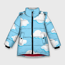 Куртка зимняя для девочки Белые облака, цвет: 3D-красный