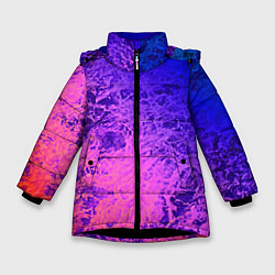 Куртка зимняя для девочки Абстрактный пурпурно-синий, цвет: 3D-черный