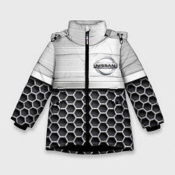 Куртка зимняя для девочки Nissan Стальная решетка, цвет: 3D-черный