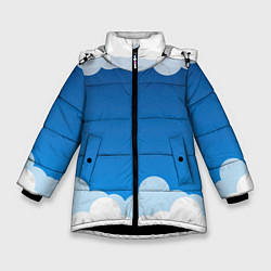 Куртка зимняя для девочки Полёт в облаках, цвет: 3D-черный