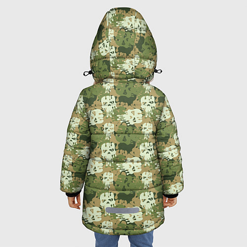 Зимняя куртка для девочки Силуэты Черепов камуфляж / 3D-Черный – фото 4