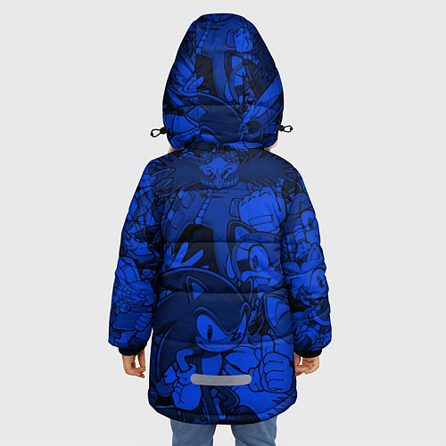 Зимняя куртка для девочки SONIC BLUE PATTERN СИНИЙ ЁЖ / 3D-Черный – фото 4