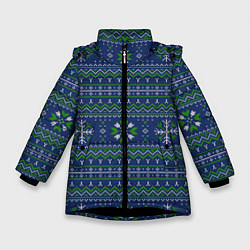Куртка зимняя для девочки Узорный свитер, цвет: 3D-черный