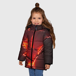 Куртка зимняя для девочки ПЛИТЫ НА НЕОНЕ, цвет: 3D-черный — фото 2