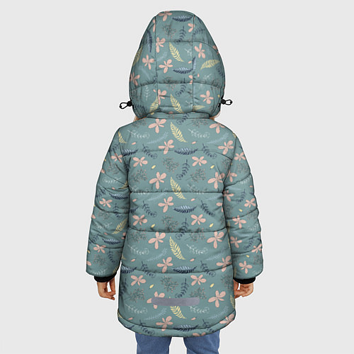 Зимняя куртка для девочки Цветочный принт Декоративный винтажный узор с цвет / 3D-Черный – фото 4