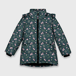 Зимняя куртка для девочки Винтажный узор с цветами